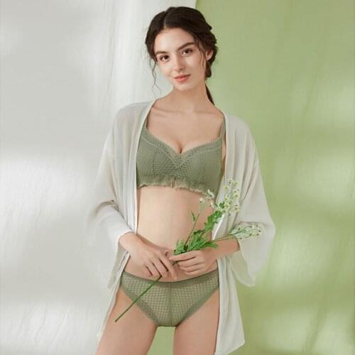 Wasteheart New Women Fashion Black Green Push Up Padded Bra Sets Bralette Panties Wireless Underwear Sexy Lingerie Sets A B