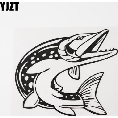 YJZT 14.9CM×12.4CM Personality Ferocious Animal Fish Decal Car Stickers Vinyl 13D-0996