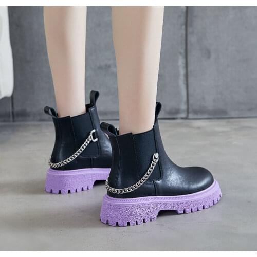 Spring 2021 Ladies Elegant White Ankle Boots Female High Heel Platform Shoes Black Gothic Leather Punk Ankle Boots