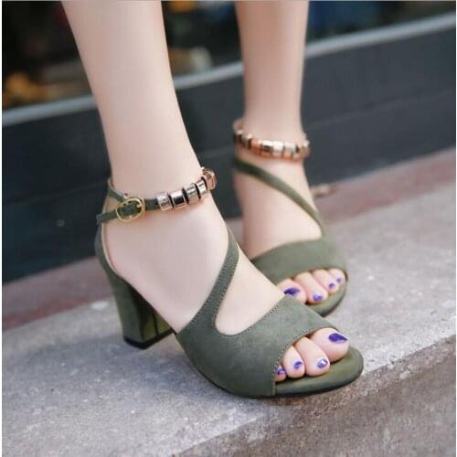 2020 Fashion Fish Mouth Hollow Roman Sandals Thick Heel Pearl High Heels Women Summer Women Sandals