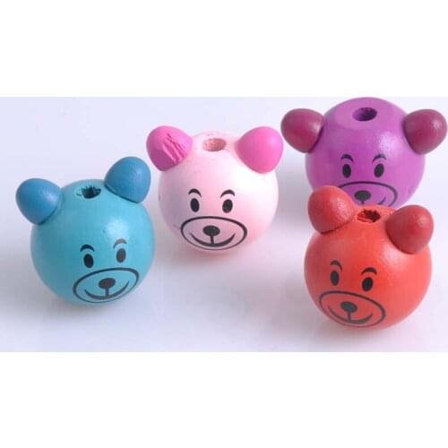 25x30mm 10pcs Cute Kids Wood Beads 3D Bear cute Spacer Loose beads Fit kids Handmake DIY Accessory MT0608
