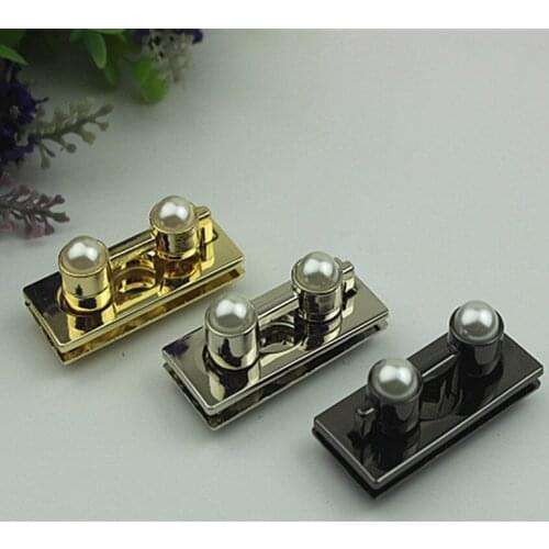 10 pcs/lot New Clasp Turn Lock square lock Two pearl latches Metal Hardware For DIY Luggage and Handbag Bag Purse Accessories