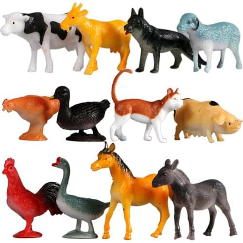 12Pcs Mini Realistic Horse Dog Pig Farm Animal PVC Model Table Decor Kids Toy