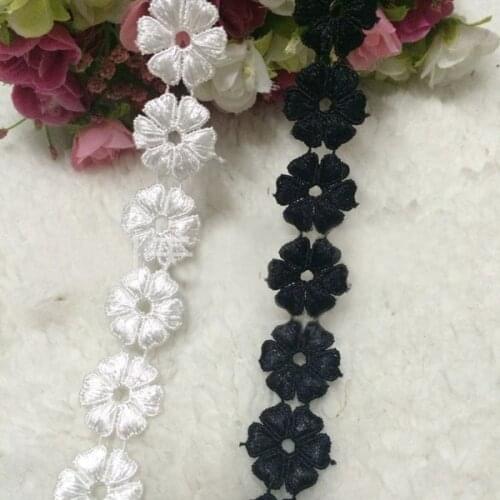 15yards White/Black Water Soluble Lace Trim Hairband accessory Flower Lace Ribbon dentelle encajes bordados