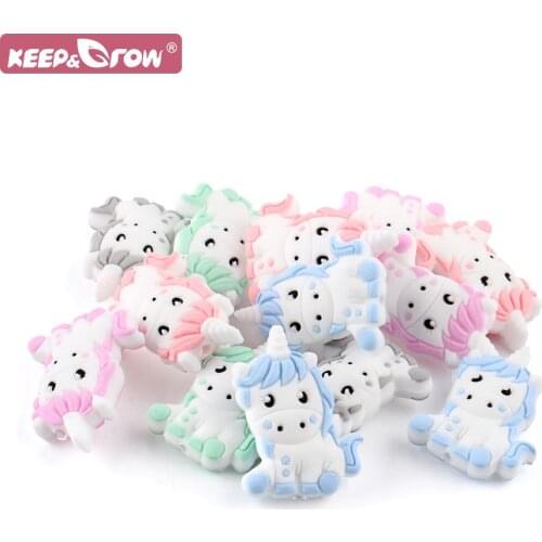5/15/30/60pcs Mini Unicorn Silicone Beads BPA Free Newborn Jewelry Accessories DIY Infant Teething Necklace Baby Teether Beads
