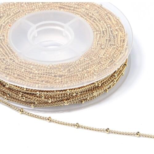 5 Yards/Roll Stainless Steel Cable Link Clip Beads Chain Gold Beaded Chain For DIY Necklaces Bracelet Jewelry Making Accessories