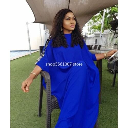African Dresses for Women Plus Size Sequined Robe Longue Africaine Muslim Long Dress Islam Clothing Abaya Dubai Turkey Kaftan