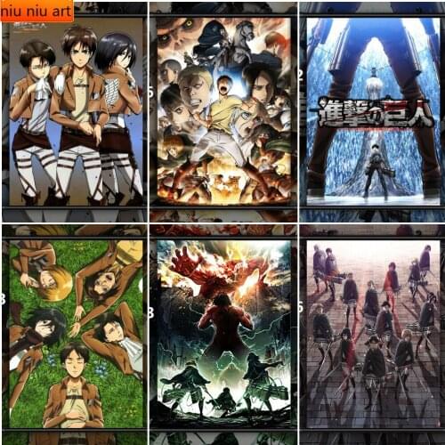 Diamond Painting Eren Levi Mikasa Armin Anime Diamond Mosaic Cross Stitch Kits Full Diamond Embroidery Room Decoration
