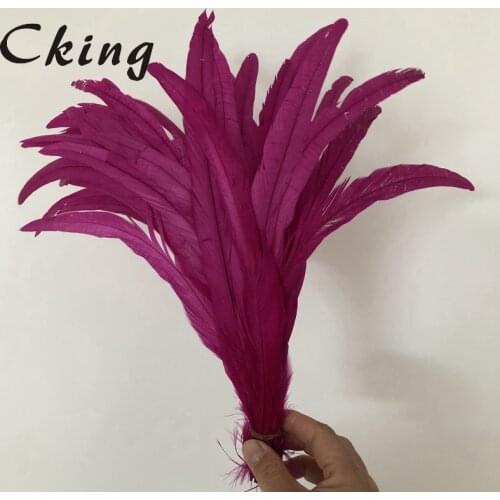 Free shipping 100pcs/lot Hot Pink Color Dyed chicken pheasant feathers 20-25cm 8-10inch