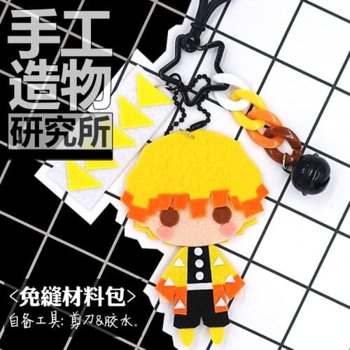 Anime Demon Slayer: Kimetsu no Yaiba Agatsuma Zenitsu Keychain Handmade Toys Stuffed Plush #4152 for Kids Children Birthday Gift