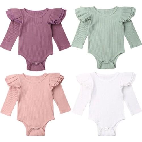 Newborn Kids Baby Rompers Boy Girl Infant Cotton Knitted Ruffles Jumpsuit Outfit Long Sleeve Autumn Winter Warm Rompers