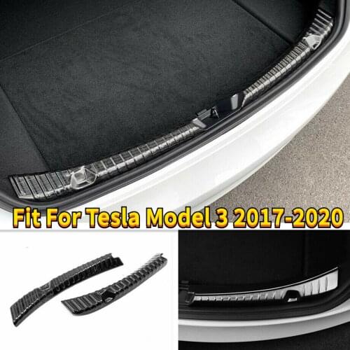 For Tesla Model 3 2017-2020 Stainless Steel Trunk Inner Guard Car Inner Rear Bumper Guard Plate Cover Trim