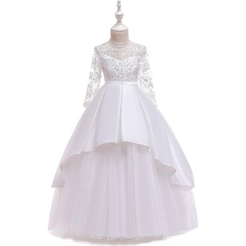Elegant Flower Girl Dresses Long Kids Clothes For Weddings First Communion Dresses Pageant Gowns