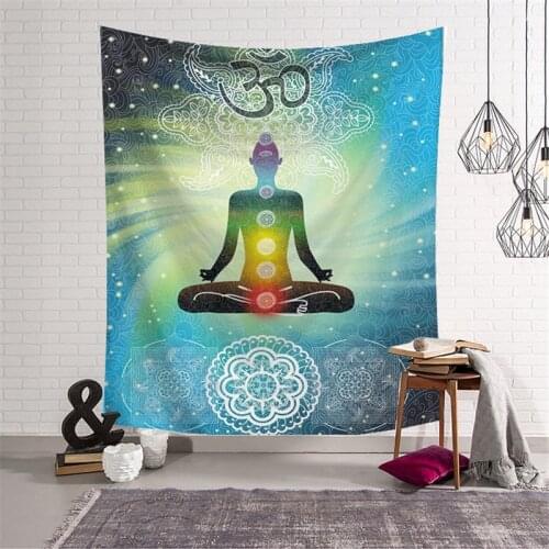 Polyester Bohemian 7 Chakra Tapestry Wall Hanging Cloth Bedspread Dorm Cover Home Decorative Rug Picnic Mat Beach Throw Towel