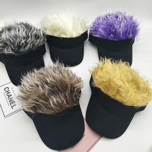 Hot New Fashion Novelty Baseball Cap Fake Hair Sun Visor Hats Mens Womens Toupee Wig Funny Hair Loss Cool Gifts
