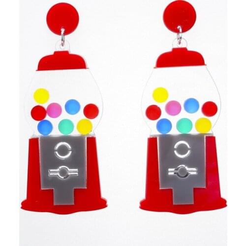 Cute Creative Colorful Gashapon Machine High Quality Acrylic Earrings For Women Girls Funny Toy Drop Earrings Acetate Party