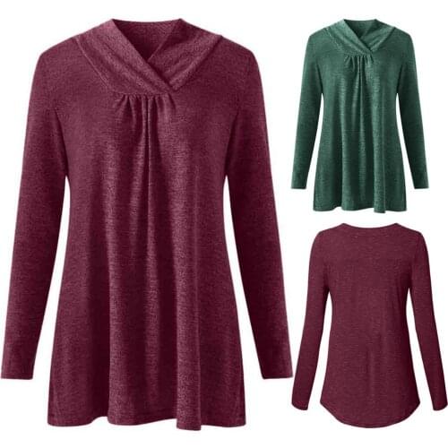 Fashion maternity clothes womens loose maternity dress pregnant women shirt casual long-sleeved V-neck pregnant mother comfort