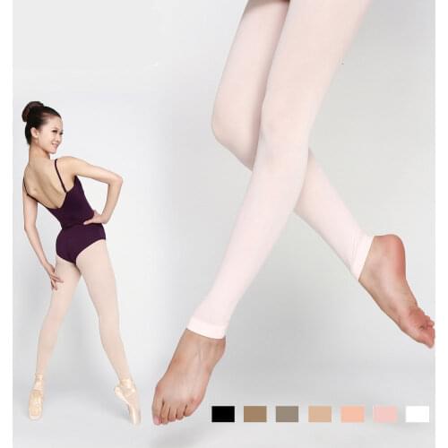 Discount Brand Adult Soft Elastic Collant Women Ballet Footless Dance Tights with Waistband Cotton Gusset