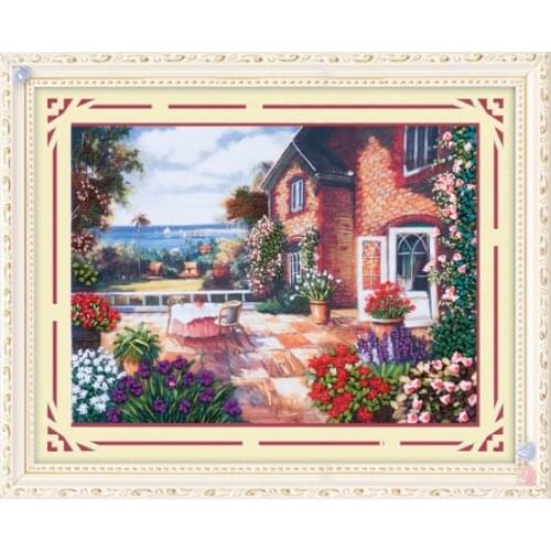 60x75cm Summer sea breeze Ribbon embroidery kit stain painting set handcraft kit DIY handmade needlework art home decor