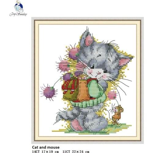 Cat and Mouse Aida Cross Stitch kits DMC Cotton Thread 14CT 11CT Cotton Fabric Hotel Home Decor Painting Factory Wholesale