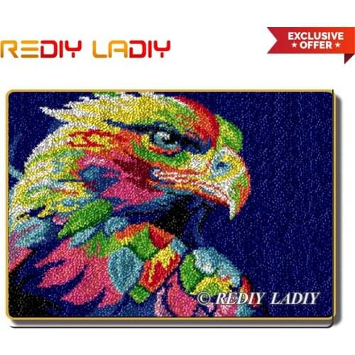 Latch Hook Rug Kits Rainbow Eagle Crocheting Carpet Rug 100% Acrylic Yarn Cushion Mat DIY Carpet Rug Home Decor Arts & Crafts