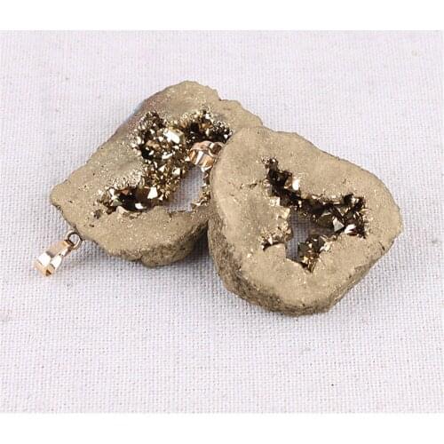 Irregular Natural Agates Plating Crystal Pendant Crystal Druzy Pendant Handmade Gems Natural Stone Pendants For Jewelry Making