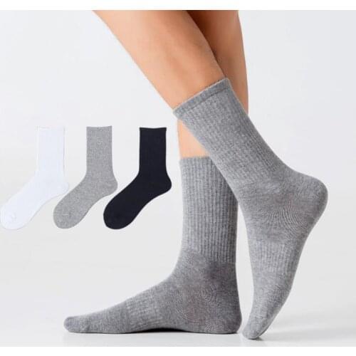 5Pairs/lot Cotton Mens Socks Leg Black White Long Socks Man Solid Thick Warm Socks Sport Casual High Quality Calcetines