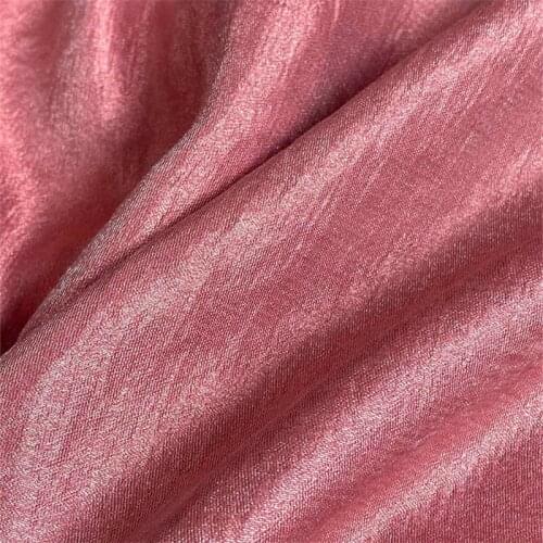 NEW128 Soft Autumn/Spring/Summer Pink Coloured Glaze Gloss Luxury Micro-pleated Silk Sateen Flax Fashion Cotton Linen Fabric