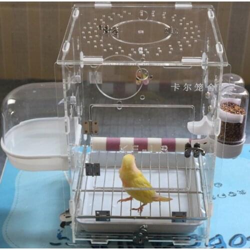Transparent Tray Bird Cage Parrot Plastic Rectangle Bird Cage Acrylic Houses Outdoor Gabbia Per Uccelli Bird Playground DL60NL