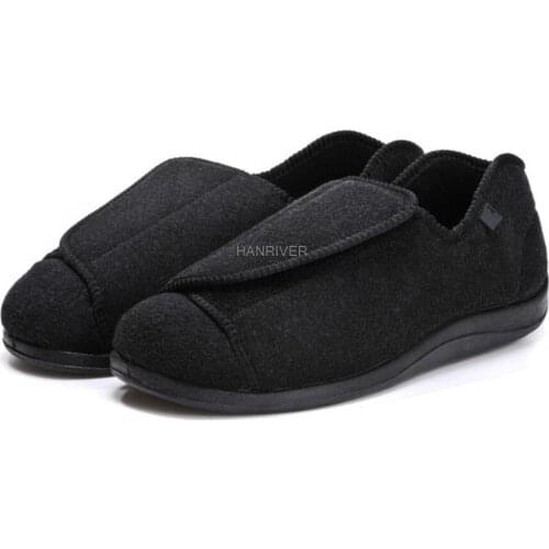 Selling Mannen Comfortabele Diabetische Schoenen Voor Voetverzorging Ademend Platte Hak, schoenen Voor Diabetici Zwart