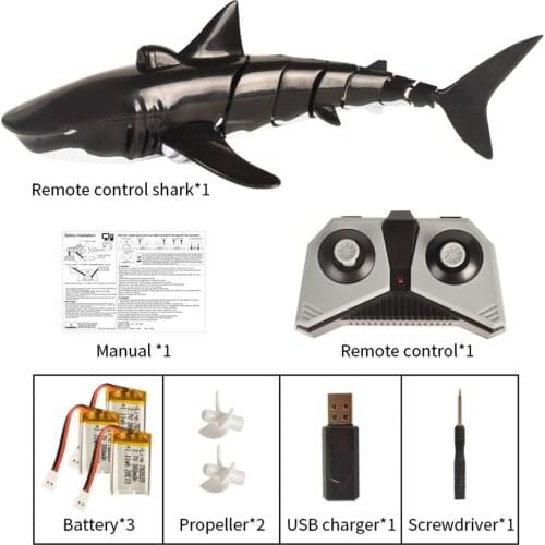 RC Boat 2.4G Remote Control Shark with Light RC Shark Toy USB Rechargeable for Swimming Pool Bathroom Toy AN88