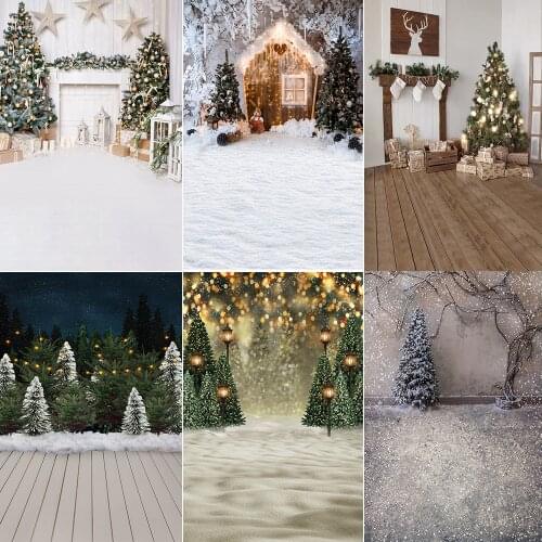 Christmas Photography Backdrop Photocall Winter Snow Fireplace Christmas Trees Photo Background Gifts Family Party Video Props