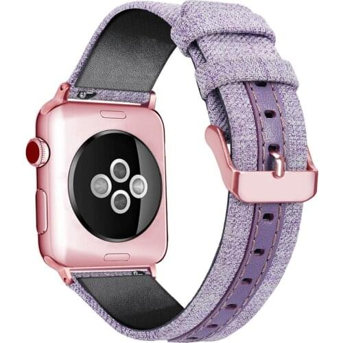 Replacement Strap for Apple Watch 40mm 44mm Luxury Leather Canvas Bracelet Wristband for iWatch Series 4 Smartband