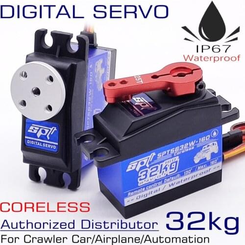 SPT5632W-160 32kg 7.4v 0.11s Large Angle Coreless Metal Gear Case Digital Standard Waterproof Servo For RC Cars Airplane Robot
