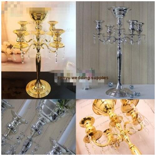 Wedding 5 arms acrylic bead bowl candelabra / big bowl flower stand candelabra centerpiece senyu0572