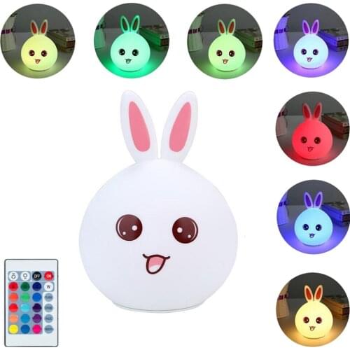 BRELONG Rabbit LED Night Light Baby Feeding Lamp USB Charging Touch Sensor Silicone Lamp Children Birthday Gift