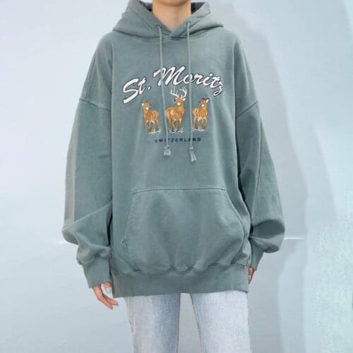 Oversize Girls Streetwear Thick Christmas Hoodies 2020 Autumn Fashion Laides Loose Cotoon Pullovers Women Cute Embroidery Outfit