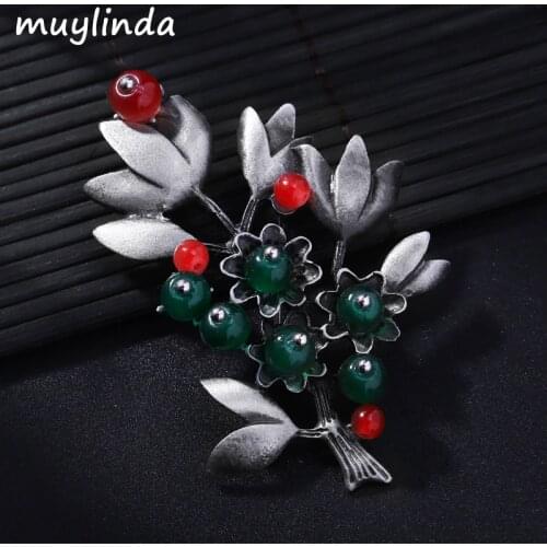 Muylinda Vintage Lotus Flower Brooch Women Clothes Pin Jewelry Scarf Sweater Clip Accessories Stone Brooches And Pins