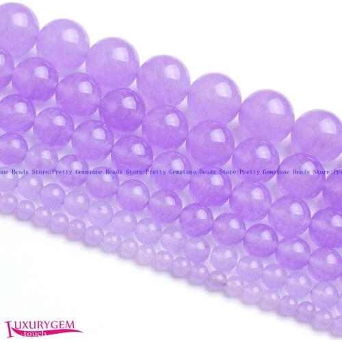 High Quality 4,6,8,10,12,14mm Smooth Natural Purple Jades Round Shape Gems Loose Beads Strand 15" Jewelry Making wj387