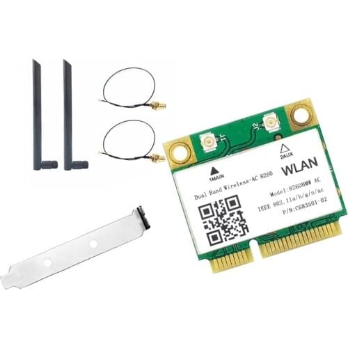 WiFi Card 8260HMW 8260AC with 8DB Antenna Mini PCI-E1200M Bluetooth 4.2 2.4G 5G Dual Band for Win7 Win 8 Win 10 Linux