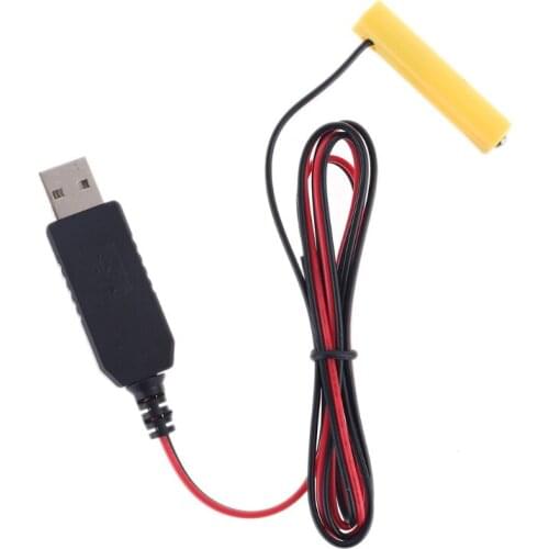 Y5JF Universal LR03 AAA Battery Eliminator 2m USB Power Supply Cable Replace 1 to 4pcs AAA 1.5V Battery For Electric Toy Clock