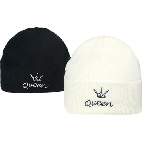 Winter Hat Women Knit Beanie Queen Embroidery Autumn Warm Acrylic Outdoor Skiing Accessory For Girls Teenagers