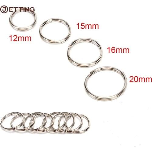 100PCS/lot Stainless Steel DIY Polished Split Ring Keyrings Key Chain Hoop Loop Key Holder Dia 12 15 16 20mm