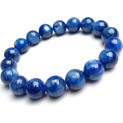 11mm Natural Blue Kyanite Crystal Bracelet Jewelry For Women Men Luck Stone Round Beads Gemstone Reiki Stretch Strands AAAAA