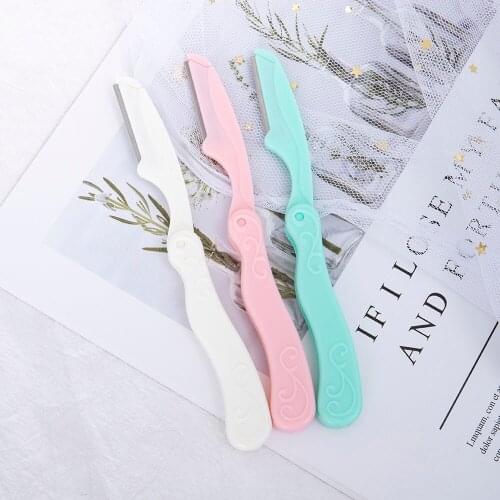 3Pcs Safety Easy To Use Womens Facial Eyebrow Trimming Tool Foldable Eyebrow Scraper Eyebrow Trimmer Beauty Tool 3 colors