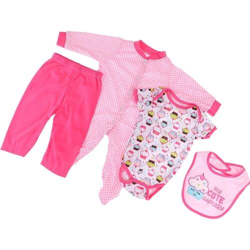 4pcs Doll Outfits Pure Cotton Suit For 20-22'' Reborn Girl Doll Baby Dolls Accessories