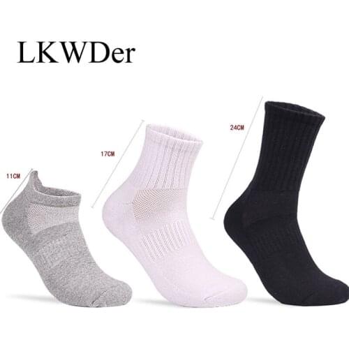 LKWDer 5 Pairs Mens Cotton Sports Socks Towel Bottom Solid Color Thicked Terry Socks Breathable Deodorant Basket Ball Sock Meias