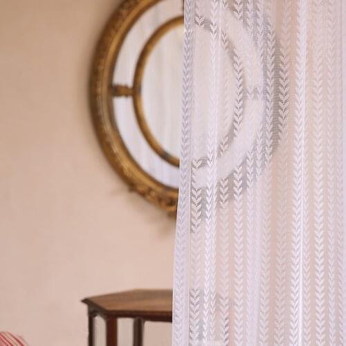 White Sheer Stripe Tulle Curtains for Living Room Window Door Screens High Quality Custom Made Sheer Voile