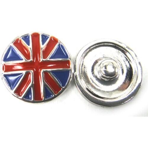 Free shipping hot selling UK flag DIY snap button charm