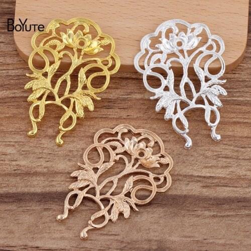 BoYuTe (10 Pieces/Lot) 25*67MM Metal Alloy Flower Jewelry Making Materials Diy Handmade Hair Accessories